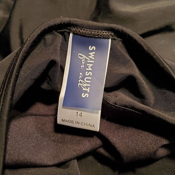 Swimsuits For All Black Fringe Bandeau One Piece Swimsuit Plus Size Woman's 14 - Picture 6 of 10